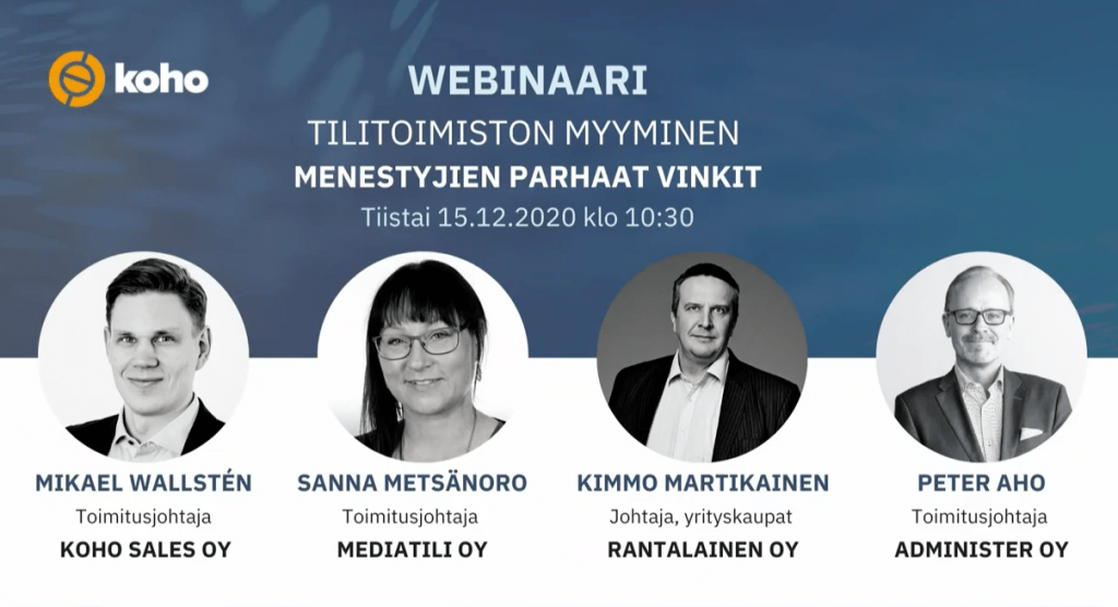 Tilitoimiston myyminen -webinaarin keskustelijat